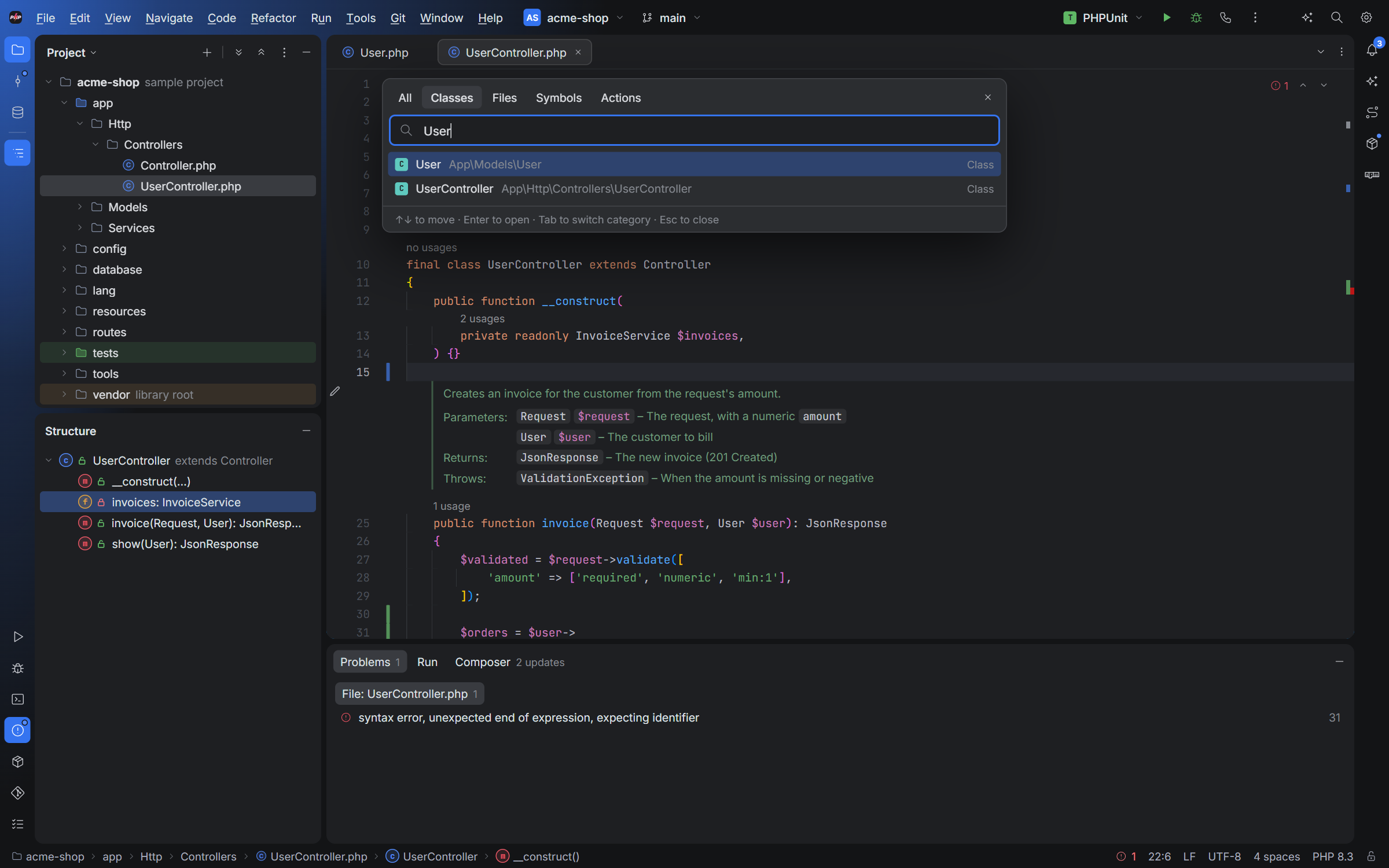 Search Everywhere finding classes